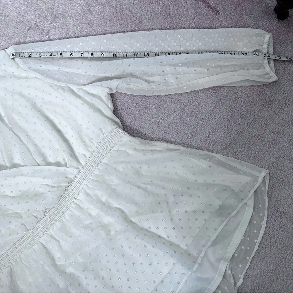 Lane Bryant Elegant Cream Long Sleeve Blouse High Low Hem Size 22/24 Office Boho - Picture 10 of 11